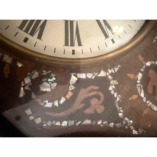 19th Century French Cartel Wall Clock, Mother-of-Pearl Inlay, Raison & Thomas Movement For Sale - Image 11 of 16