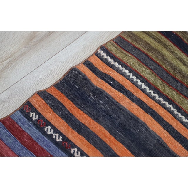 Textile 1970s Turkish Nomadic Chinese Striped Kilim For Sale - Image 7 of 13
