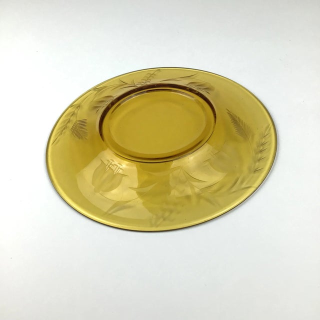Amber Cut Glass Small Plates Vintage - a Pair For Sale - Image 9 of 12