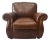 Vintage Traditional Chocolate Brown Leather Club Chair Recliner With Brass Nailhead Trim For Sale