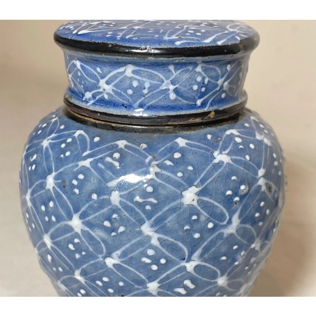 Rare Antique 19th Century Enameled Middle Eastern Lidded Opium Pottery Jar Pot For Sale - Image 12 of 16