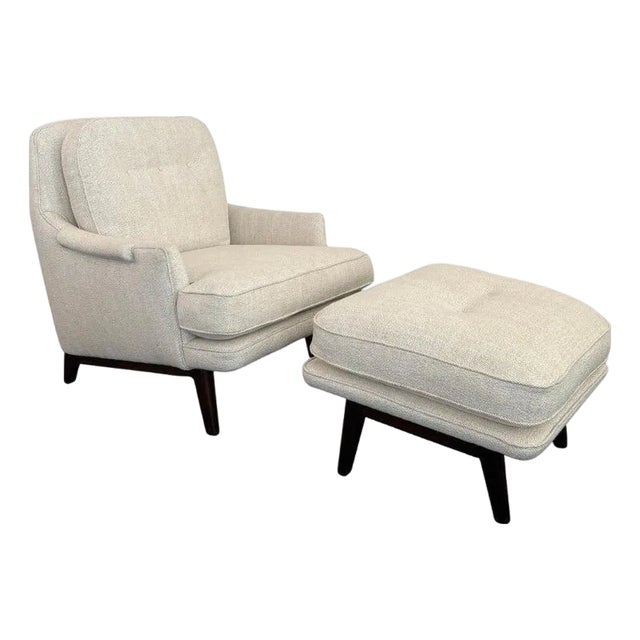 Mid-Century Modern Lounge Chair Ottoman Set by Roger Sprunger for Dunbar For Sale
