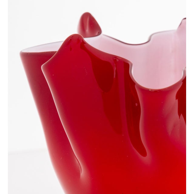 Illums Bolighus Illums Bolighus Red Glass Handkerchief Vase For Sale - Image 4 of 9