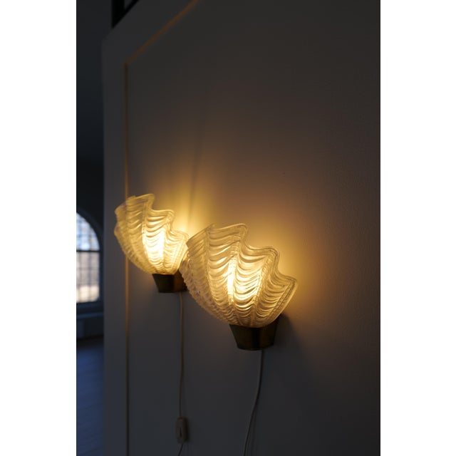Mid-Century Modern Brass and Glass Wall Lights from ASEA, 1950s, Set of 2 For Sale - Image 9 of 11