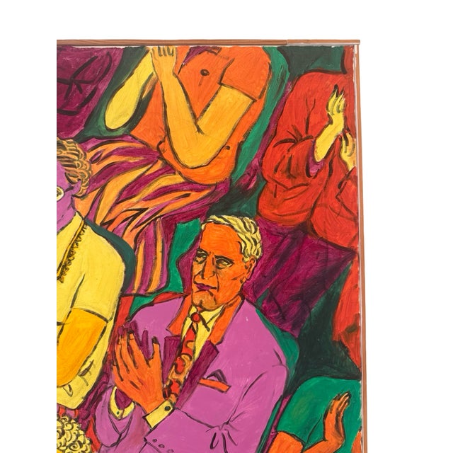 A striking and expressive figurative painting by artist Zhao, titled Applause, signed and dated 1994. This compelling...