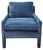 Milo Baughman Vintage Newly Upholstered MCM Blue Velvet Parsons Chair For Sale - Image 4 of 11