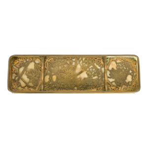 Tiffany Studios New York Grapevine Bronze Doré and Favrile Slag Glass Pen Tray