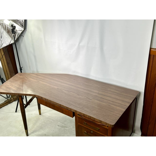 Mid Century Executive Boomerang Desk For Sale - Image 4 of 12