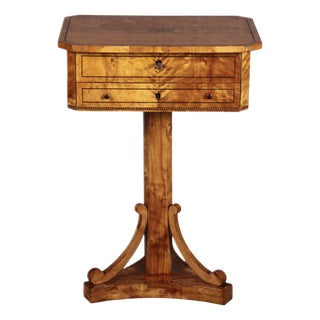 Antique Biedermeier Sewing Table in Birch, 1830 For Sale