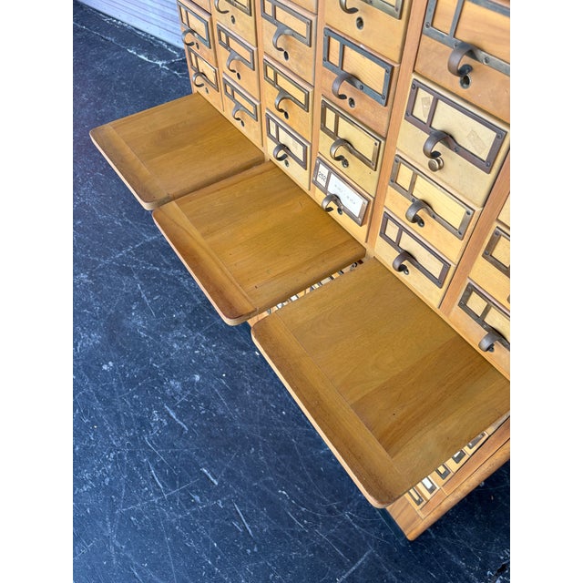 Mid Century Maple 72 Drawer Library Card Catalog For Sale In Tampa - Image 6 of 12