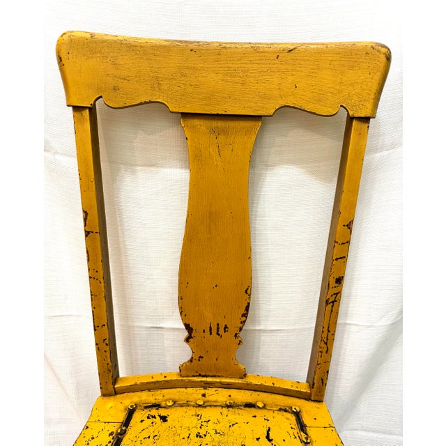 Farmhouse Antique Grand Rapids Farmhouse Side Chair by Heyman Co. - Distressed Goldenrod Yellow For Sale - Image 3 of 9