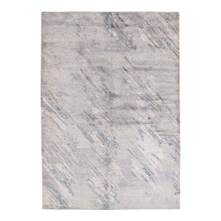 Hand-Knotted Modern Wool & Silk Rug 5'6" X 7'10" For Sale