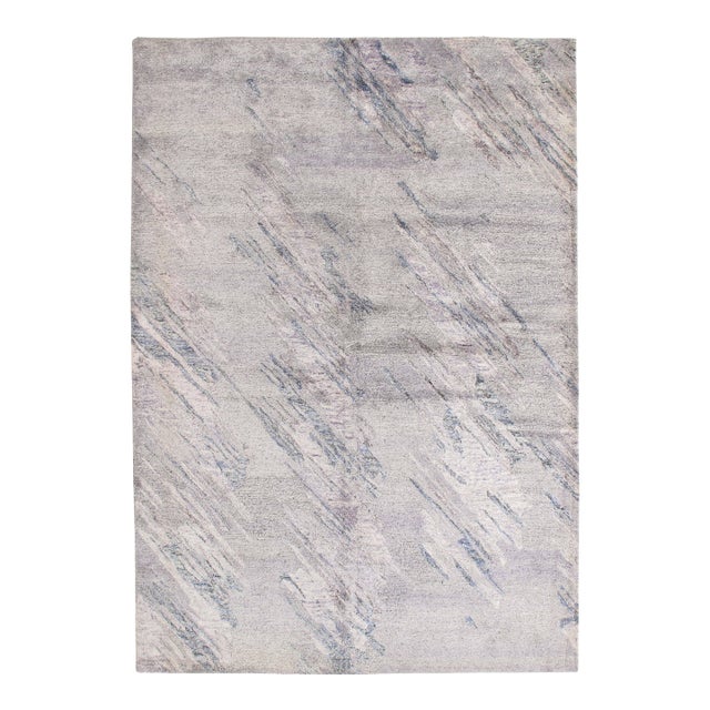 Hand-Knotted Modern Wool & Silk Rug 5'6" X 7'10" For Sale