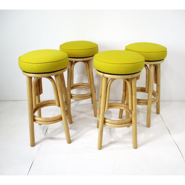 Mid Century Tiki Bamboo Bar With 4 Stools For Sale - Image 10 of 13