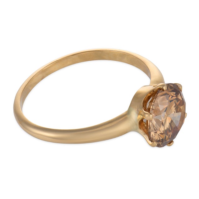 Vintage Gia 2.40 Carat 14k Yellow Gold Engagement Ring, Size 8 For Sale - Image 4 of 6