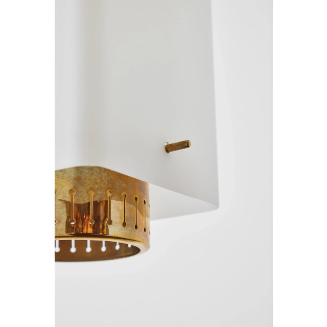1950s Large 1950s Stilnovo Model Brass and Glass Pendant With Original Yellow Label For Sale - Image 5 of 13