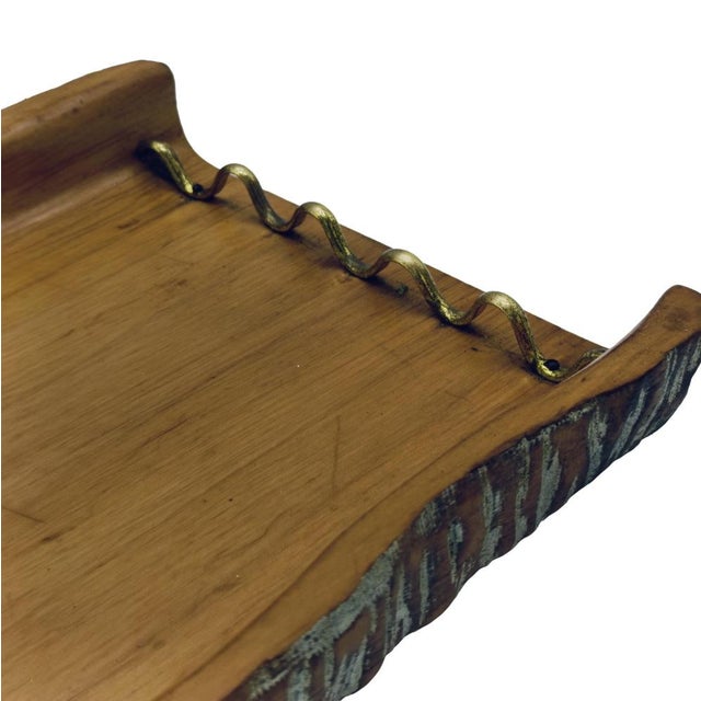 1960s Italian Wood and Brass Tray by Aldo Tura for Macabo, 1960s For Sale - Image 5 of 8