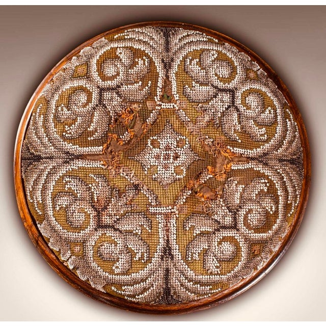 Pair of English Walnut Beaded Footstools,c1840 For Sale - Image 4 of 18