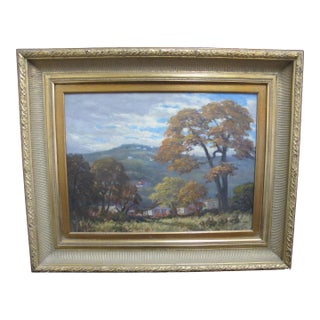 Clyde Leon Keller Signed Hillside Landscape Oregon Oil Painting Gilt Frame For Sale
