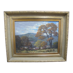 Clyde Leon Keller Signed Hillside Landscape Oregon Oil Painting Gilt Frame