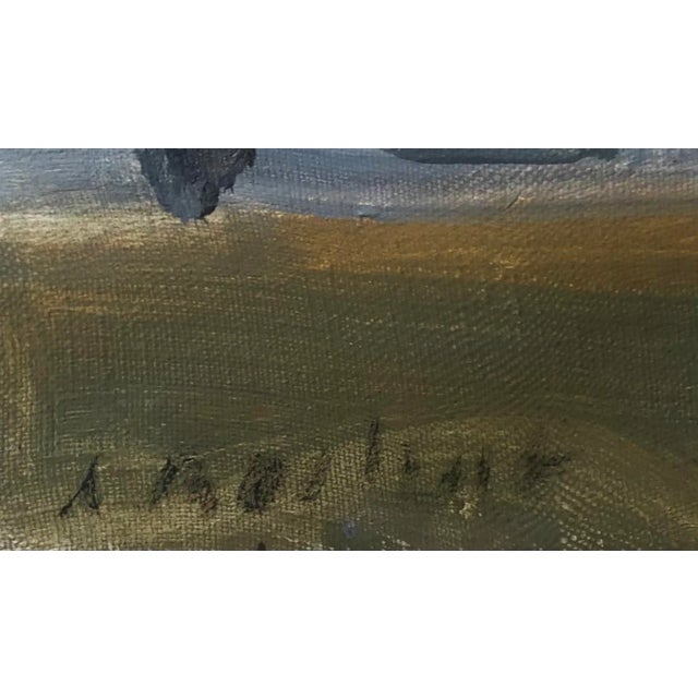 Modern Alexandre Rochat, Banc au bord de l'eau, Oil on Canvas For Sale - Image 3 of 7