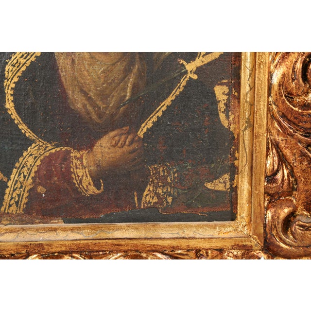 Paint Mater Dolorosa, Oil on Cloth Over Panel, 19th Century For Sale - Image 7 of 11