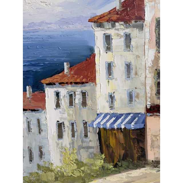 Late 20th Century Late 20th Century Stunning Original Oil Painting On Canvas, Mediterranean Coastal Scene 29x41 For Sale - Image 5 of 10