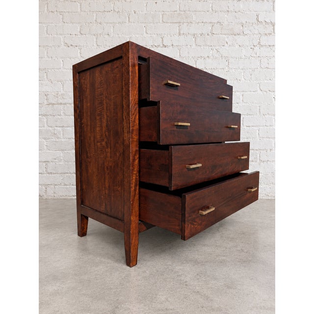Wood Vintage Crate and Barrel Solid Wood 4 Drawer Dresser/Chest of Drawers With Soft Close Drawers For Sale - Image 7 of 8