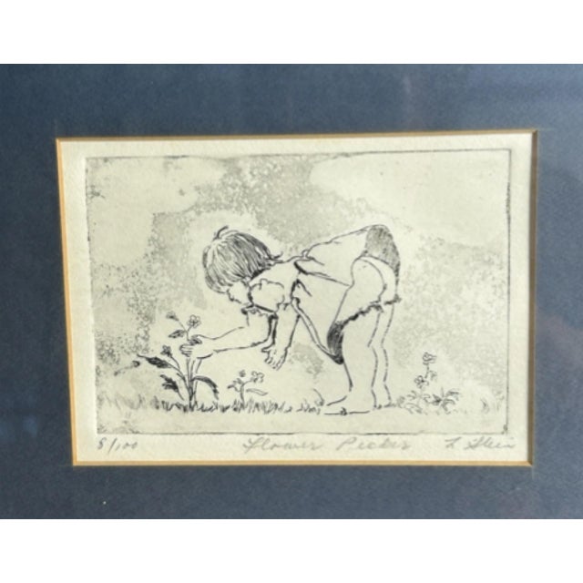 Figurative Late 20th Century L. Stein “Flower Picker” Signed Limited Edition Etching, 8/100 For Sale - Image 3 of 7