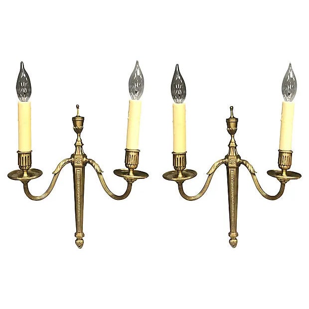 Antique French Bronze Wall Sconces, a Pair For Sale - Image 4 of 4