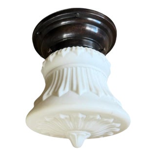Antique Ceiling Light Fixture With Cast Acanthus Motif For Sale