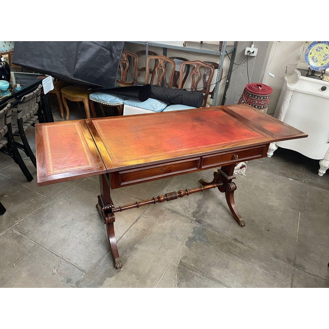 English Writing Desk with Flaps and Leather Top, 1900 For Sale - Image 3 of 18