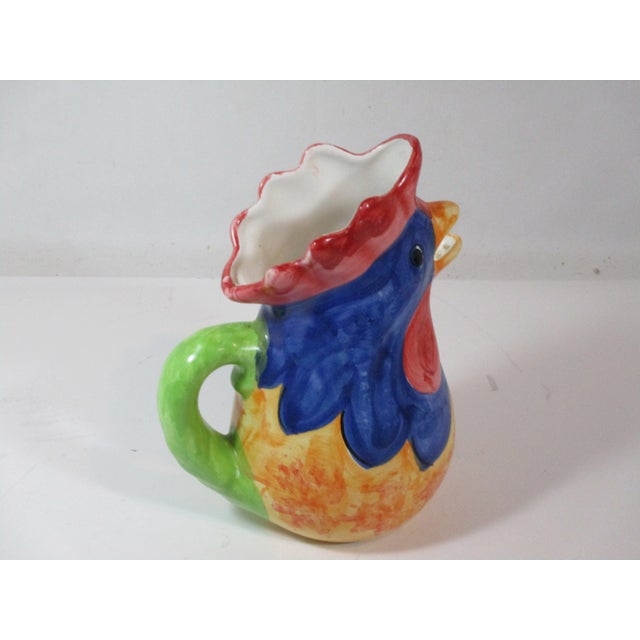 1980s Italian Hand Painted Rooster Jug For Sale - Image 4 of 7