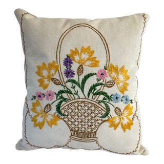 Vintage Embroidered Handmade Pillow For Sale