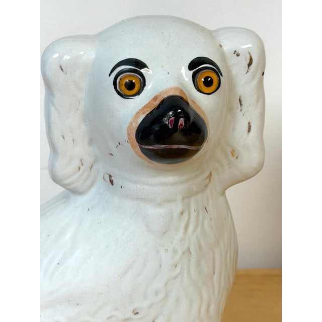 Mid 19th Century Large Pair Victorian Staffordshire Spaniel Dogs with Amber Glass Eyes, 1860s For Sale - Image 5 of 14