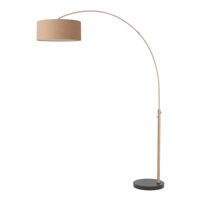 1960s Adjustable Morelli Float Brass Floor Lamp - Mid Century Modern, Arc Lamp, Dimmable, Black Marble Base For Sale