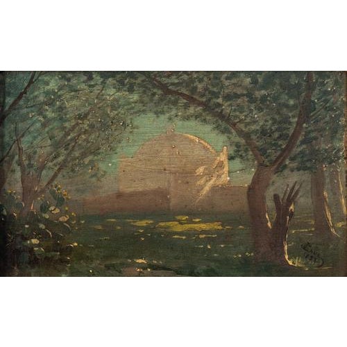 Frame dimensions: 26 x 34 cm Picture dinensions: 12.5 x 21 cm Original stained wood and gilded frame Signed and dated 1888...