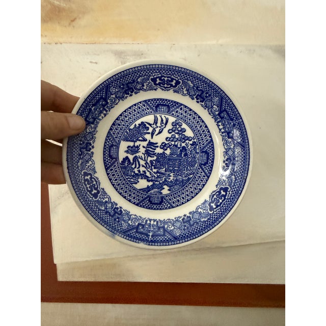 Ceramic Vintage Blue Willow Saucers 6.125 Inch Blue and White Transferware - Set of 5 For Sale - Image 7 of 7