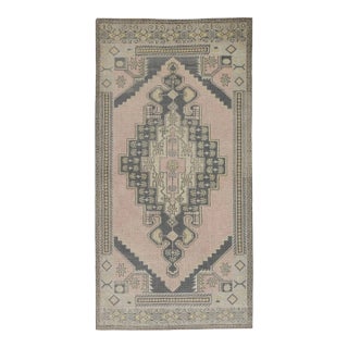 1960s Pink & Charcoal Vintage Turkish Rug 3'4" X 6'7" For Sale