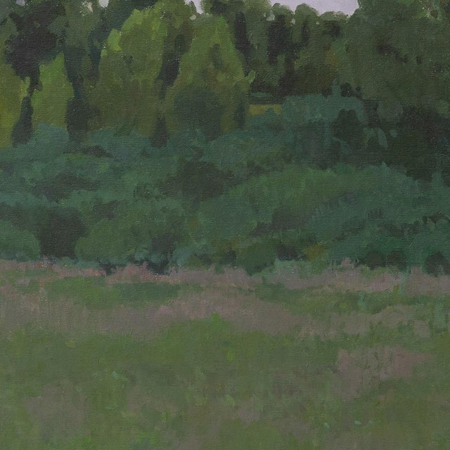Green Where Evening Rests by Michael Magrin | Oil on Canvas Landscape With Trees at Dusk For Sale - Image 8 of 14