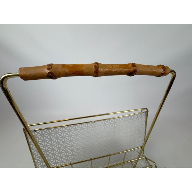 Mid-Century Modern Magazine Rack with Bamboo Handle, 1960s, in Very Good conditions. Designed 1960 to 1969