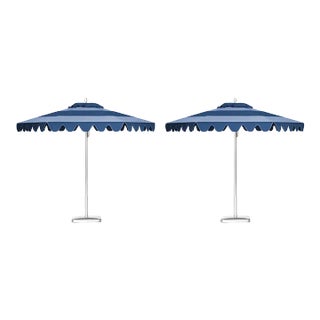 Kauai Surf 9' Patio Umbrella, Navy Blue & Robin's Egg Blue, Set of 2 For Sale