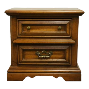 High End Vintage Rustic European Style 26" Two Drawer Nightstand