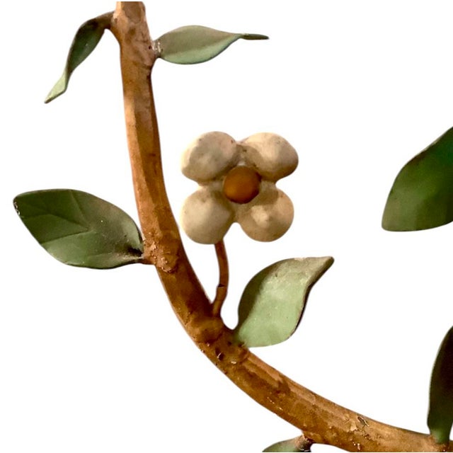 Brown Vintage Italian Tole Espalier / Espaliered Tree Sculpture, Fruit Tree, Birds, Blossoms, & Apples, Manner of Mottahedeh For Sale - Image 8 of 10