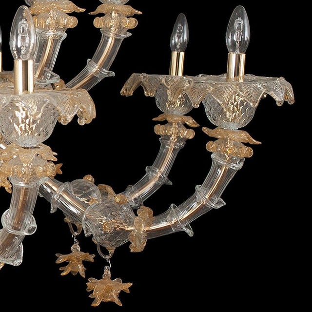 Gold Rezzonico Chandelier in Crystal and Gold Murano Glass, 1950s For Sale - Image 8 of 10