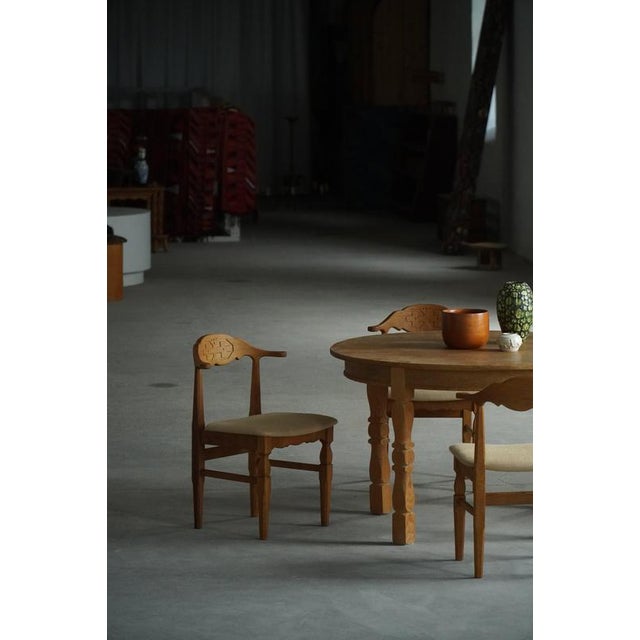 Mid-Century Modern Danish Chairs in Oak and Hessian by Henning Kjærnulf, 1950s, Set of 8 For Sale - Image 4 of 18