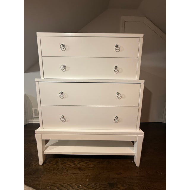 Bungalow 5 Pandora Tall 4-Drawer, White Lacquer Dresser, Attributed For Sale - Image 4 of 4