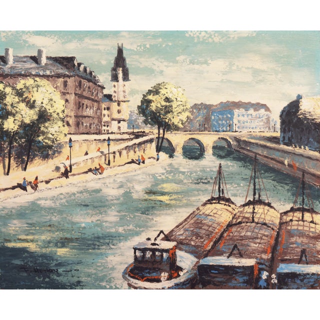 Tiffany Blue 'Barges on the Seine' by F. Henry For Sale - Image 8 of 8
