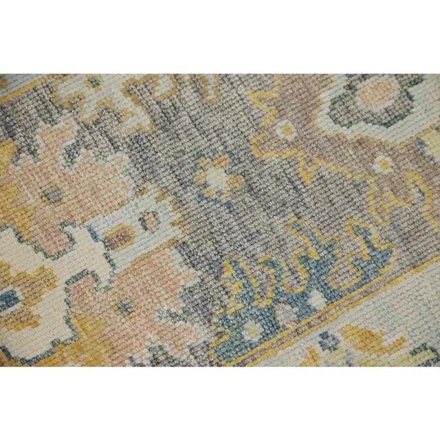 Early 21st Century Turkish Oushak Rug Blue Yellow Gray Handwoven Vintage Rug 2'4" X 3'5" For Sale - Image 5 of 6