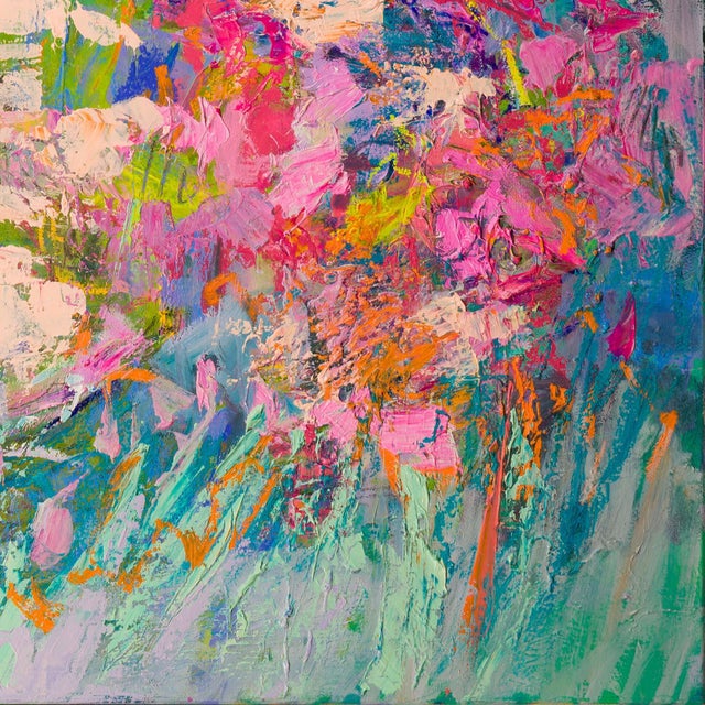 Forevermore 1 by Dorothy Fagan | Oil on Canvas Abstract composition with soft colors and textures. For Sale - Image 4 of 5